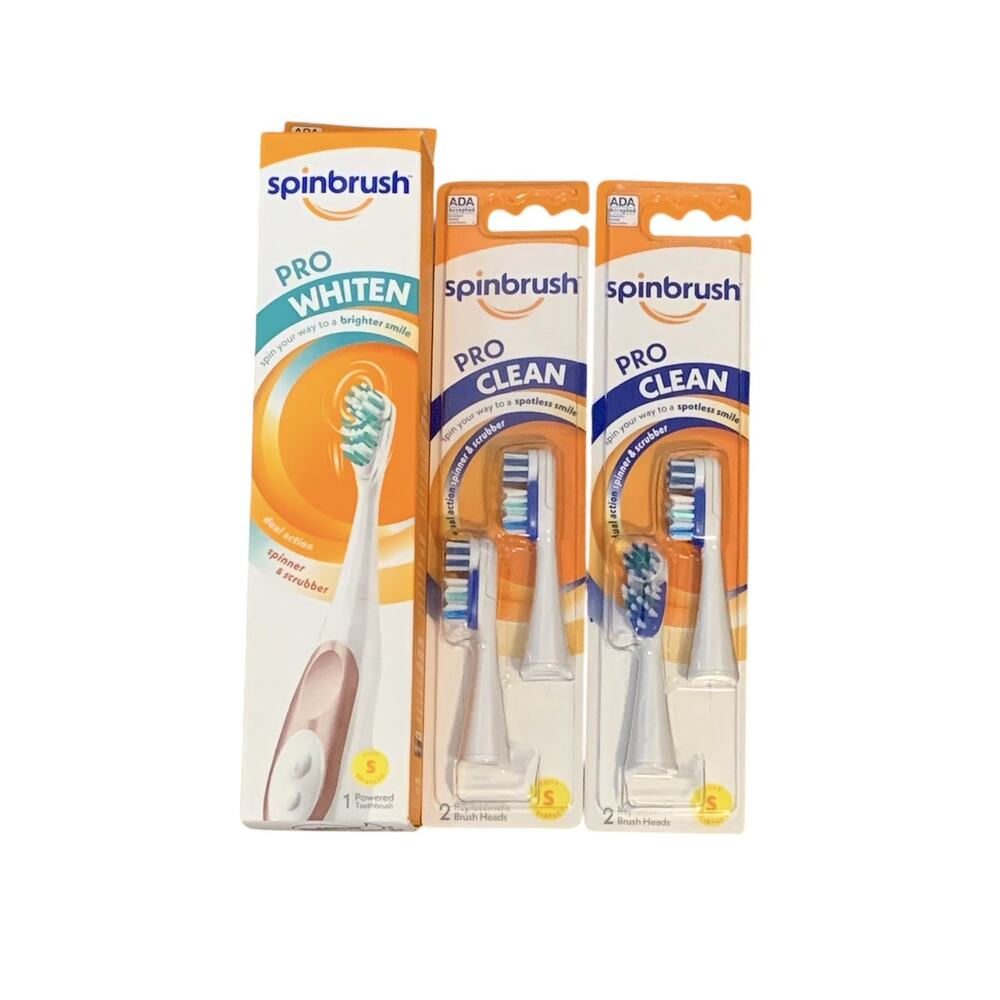 Spinbrush PRO WHITEN Battery Powered Rose Gold Handle Toothbrush With 2 Refills